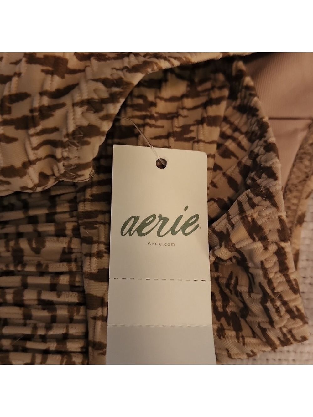 New Aerie Animal Print Bikini Bottoms Neutral Tan Ribbed Texture - Picture 9 of 9